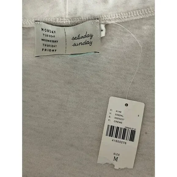 Anthropologie Sz M Off The Shoulder Dress Cream Knit Mini Cottage Core Comfy NWT - Picture 10 of 11